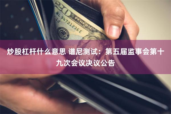 炒股杠杆什么意思 谱尼测试：第五届监事会第十九次会议决议公告